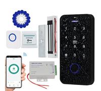 FTes RFKits Kit de Contrôle d'accès TUYA Étanche,Clavier Tactile RFID avec Rétro-Éclairage, Serrure Magnétique 180kg,Alimentation 3A,Bouton Interrupteur,Sonnette Filaire,15Porte-clés IC 13,56MHz