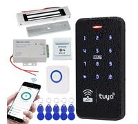 FTes RFKits Kit de Serrure de Porte sans clé Tuya Imperméable à l'eau Double Fréquence Clavier avec DC 12V électrique 180kg Magnetic Lock 3A Système de Sécurité d'alimentation