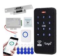 FTes RFKits Kit de Serrure de Porte sans clé Tuya Imperméable à l'eau Double Fréquence Clavier avec DC 12V NC Sécurité électrique Serrure 3A Système de Sécurité d'alimentation