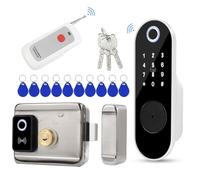 FTes RFKits Verrou de porte électronique numérique intelligent, application Tuya | Identification sécurisée des doigts | Code anti-peep | Télécommande | Clé RFID 5 en 1 Système d'entrée pour la maison