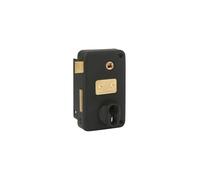 FTH - Serrure en Applique Verticale AV 45 - Pour Porte d'Entrée - Coffre Acier Embouti - Mécanisme Deux Tours - Tirage - Gauche - Noir Mat - Sécurité Renforcée