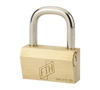 FTH - Cadenas FTH NT à clé, corps en laiton monobloc et anse en acier cémenté, ouverture latérale par clé, base de 55mm, 3 clés crantée en laiton