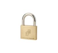 FTH - Cadenas MH2 à clé, corps en laiton monobloc et anse en acier cémenté, base de 25mm, 2 clés crantée en acier