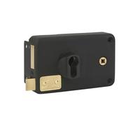 FTH - Serrure En Applique Horizontale AH 70 - Coffre Acier Embouti - Sécurité Renforcée - Mécanisme Deux Tours - Pour Porte Entrée - Fouillot - Gauche - Noir Mat