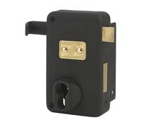 FTH - Boitier de serrure verticale applique AH45, trou de cylindre, tirage, ouverture droite, coffre 75x130mm, axe 70mm, carré 7mm, coffre et tirage noir mat, fouillot et pênes laiton