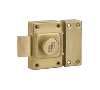 FTH - Verrou de porte C60 à bouton, cylindre de 40mm, coffre et pêne laiton, 3 clés crantées