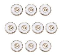 Ftiemlovde 10 Gros Boutons Dorés Métalliques à Coudre Pour Blazer, Manchettes, Chemise, Smoking - Couvre Boutons Blanc Pour Femme, Homme, Pantalon, Capitonnage (N10W 18mm)