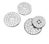 ftiemlovde 4 Trous 10 Boutons Mercerie Métal Argent pour Manteau/Chemise - Gros Button Luxe avec Strass et Décor Bijou Vintage（B10S 20 mm）