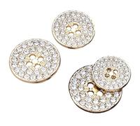 ftiemlovde 4 Trous 10 Boutons Mercerie Métal Doré pour Manteau/Chemise - Gros Button Luxe avec Strass et Décor Bijou Vintage（B10G 23 mm）