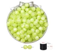 ftiemlovde 50 Rondes Perles pour Bracelet,Oeil Collier Perle Pierre Naturelle pour Bijoux (Jaune Clair 10mm)