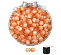 ftiemlovde 50 Rondes Perles pour Bracelet，Oeil Collier Perle Pierre Naturelle pour Bijoux （Orange 10mm）
