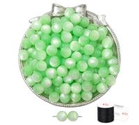 ftiemlovde 50 Rondes Perles pour Bracelet,Oeil Collier Perle Pierre Naturelle pour Bijoux (Vert Cristal 10mm)