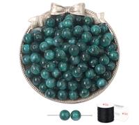 ftiemlovde 50 Rondes Perles pour Bracelet,Oeil Collier Perle Pierre Naturelle pour Bijoux (Vert Foncé Scintillant 10mm)