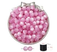 ftiemlovde 50 Rondes Perles pour Bracelet，Oeil Collier Perle Pierre Naturelle pour Bijoux （Violet Foncé 10mm）