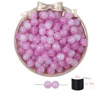 ftiemlovde 50 Rondes Perles pour Bracelet，Oeil Collier Perle Pierre Naturelle pour Bijoux （Violet Scintillant 10mm）