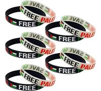 FTIK Free Palestine Bracelet, Save Gaza, Bracelet en Caoutchouc de Silicone Drapeau Palestine, décoration Palestine Gaza, Rubber Wristband Bracelets Adjustable Charms Cuff Bangle
