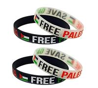 FTIK Free Palestine Bracelet, Save Gaza, Bracelet en Caoutchouc de Silicone Drapeau Palestine, décoration Palestine Gaza, Rubber Wristband Bracelets Adjustable Charms Cuff Bangle