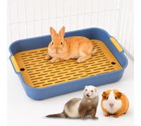 FTISSLY Grand bac à litière plat à 2 étages pour lapin