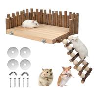 FTISSLY Jeux d'escalade pour Hamsters, Plateforme avec échelle pour Hamsters Accessoires pour Cage à Hamster, Plateforme d'Escalades Suspendue en Bois Plateforme d'escalade en Bois pour Hamster
