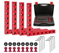 FTISSLY Kit de 4 Équerres de Positionnement à 90°, Blocs de Serrage en Aluminium 14 x 14 cm avec Étui de Rangement, Outils de Menuiserie Professionnels pour Cadres, Tiroirs, Assemblage d'Angles