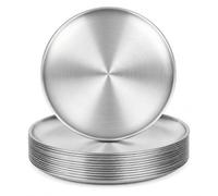 FTISSLY Lot de 10 assiettes plates en acier inoxydable 20 cm