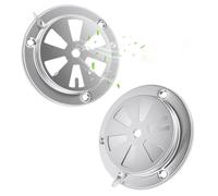 FTISSLY Lot de 2 Grilles d'Aération de Barbecue en Acier Inoxydable 95 mm avec Régulateur de Tirage Grille Aeration Ronde Grilles d'Aérations pour Fumoir pour Extérieur, Bricolage et Caravane