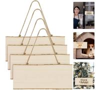 FTISSLY Lot de 4 Planches en Bois de Buis Naturel - 25×10×1 cm - avec Corde - pour Panneau DIY, Enseigne, Décoration Murale, Mariage, Jardin - Non Traité - Idée Cadeau Manuel