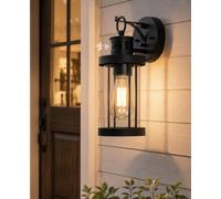FTL Vintage Applique Murale Exterieur avec Détecteur de Mouvement, Noir Lampe Murale Industrielle, E27 Porche Luminaire Exterieur Lanterne avec Capteur de Mouvement IP44 pour Jardin Entrée Patio Yard