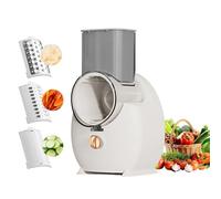 FTNESGYM Râpe à fromage électrique 3 en 1 avec 6 lames interchangeables, râpe à fromage pour fromage, fruits, légumes, noix (blanc)