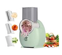 FTNESGYM Râpe à fromage électrique 3 en 1 avec 6 lames interchangeables, râpe à fromage pour fromage, fruits, légumes, noix (vert)