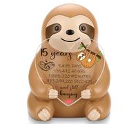 FTONENI Figurine paresseux de 15 ans pour couple, joli paresseux en résine tenant un cœur, cadeau romantique et amusant pour petite amie, petit ami, mari, épouse, décoration de bureau de relation