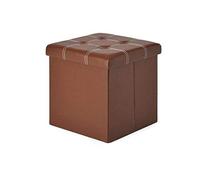 FTOQWZXV Repose-pieds pliable matelassé en similicuir avec rangement - Boîte de rangement pliable pour jouets avec siège en mousse à mémoire de forme (marron #2)