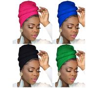Ftoronaly Bandeaux de tête pour femme noire hijab grande taille musulmane, 4 pièces (noir, vert vif, rose rouge, bleu roi), taille unique