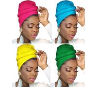 Ftoronaly Bandeaux de tête pour femme noire hijab grande taille musulmane, 4 pièces (vert vif, rose vif, jaune, bleu ciel), taille unique