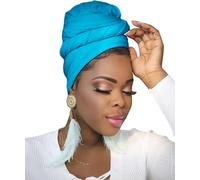 Ftoronaly Turban pour femme noire - Bandeau extensible et doux en jersey pour hijab, bleu ciel, taille unique
