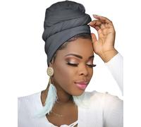 Ftoronaly Turban pour femme noire - Bandeau extensible et doux en jersey pour hijab, gris foncé, taille unique