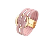 FTPZTINX Bracelet Cuir,Bracelet En Cuir Croisé Tendance Pour Femme, Grand Bracelet Manchette Créole Multicouche, Bijoux Énergétiques Pour Hommes Et Femmes, Rose