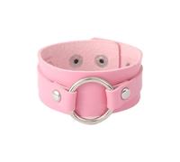 FTPZTINX Bracelet Cuir,Bracelet En Cuir Pu Avec Anneau Tendance, Style Punk Hip-Hop, Bijoux Pour La Main, Bijoux Énergétiques Pour Hommes Et Femmes, Rose