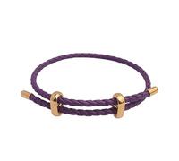 FTPZTINX Bracelet Cuir,Bracelet En Cuir Tressé À La Main Réglable De 3 Mm, Bracelet En Cuir Simple Avec Gros Trou Et Perles, Pour Femmes Et Hommes, Violet Foncé
