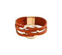 FTPZTINX Bracelet Cuir Femme,Bracelet En Cuir Croisé Tendance Pour Femme, Grand Bracelet Manchette Créole Multicouche, Bijoux Énergétiques Pour Hommes Et Femmes Orange