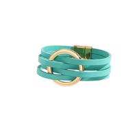 FTPZTINX Bracelet Cuir Homme,Bracelet En Cuir Croisé Tendance Pour Femme, Grand Bracelet Manchette Créole, Bracelet Multicouche, Bijoux Énergétiques Pour Hommes Et Femmes, Bleu Lac