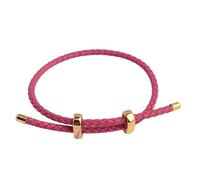 FTPZTINX Bracelet Cuir Homme,Bracelet En Cuir Tressé À La Main Réglable De 3 Mm, Bracelet En Cuir Simple Avec Gros Trou Et Perles, Pour Femmes Et Hommes, Rose Rouge
