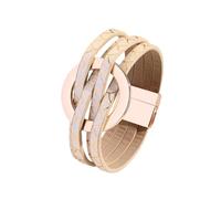 FTPZTINX Bracelet Homme Cuir,Bracelet En Cuir Croisé Tendance Pour Femme, Grand Bracelet Manchette Créole, Bracelet Multicouche, Bijoux Énergétiques Pour Hommes Et Femmes, Doré