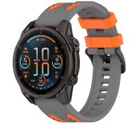 FTRONGRT Bracelet Compatible avec Garmin instinct 3 Solar 45MM, Doux Silicone, Confortable Sangle de Remplacement.Gris foncé Orange
