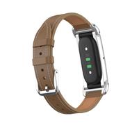 FTRONGRT Bracelet Compatible avec Google Fitbit Air, Étui de protection métallique et bracelet en cuir microfibre premium, Bracelet de poignet de remplacement ajustable.