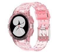 FTRONGRT Bracelet Compatible avec Samsung Galaxy Watch FE 40mm, Étui de Protection Souple et Sangle Conception Intégrée, Antidérapant Bracelet de Montre de Remplacement.Rose Transparent