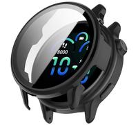 FTRONGRT Coque Compatible avec Garmin vivoactive 6, PC + Film Trempé, Anti-Rayures Étui de Protection Tout Compris Compatible avec Garmin vivoactive 6. Noir