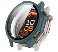 FTRONGRT Coque Compatible avec Oppo Watch X3/ OnePlus Watch 4, PC + Film Trempé, Anti-Rayures Étui de Protection Tout Compris. Aiguille de Pin Vert