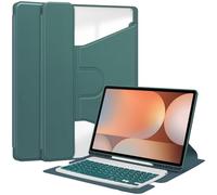 FTRONGRT Coque Compatible avec Samsung Galaxy Tab S10 Ultra Tablette, Ultra-Mince TPU + Cuir, Anti-Usure, Anti-Chute, avec Support Étui de Protection. Vert Foncé