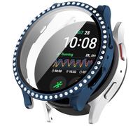 FTRONGRT Coque Compatible avec Samsung Galaxy Watch 7 40mm, PC + Film Trempé, Tout Compris, Anti-Rayures Étui de Protection Compatible avec Samsung Galaxy Watch 7 40mm. Placage Bleu Nuit